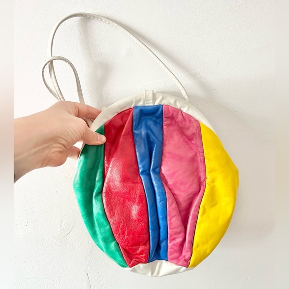 Amazing vintage leather purse beach ball 1980s - Picture 2 of 12